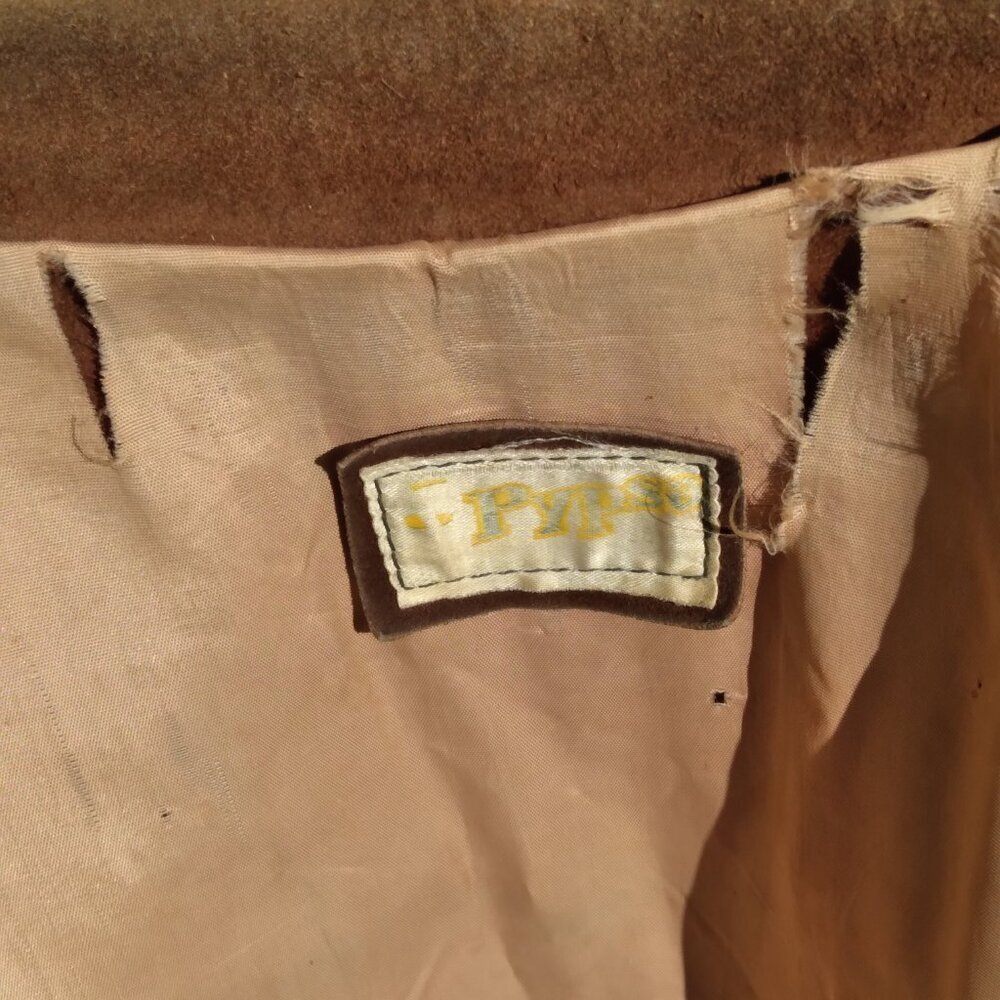 Pypsa Vintage 60's/70's  Brown Suede Extra Long Fringe Western Unisex Jacket SzM - Picture 10 of 16
